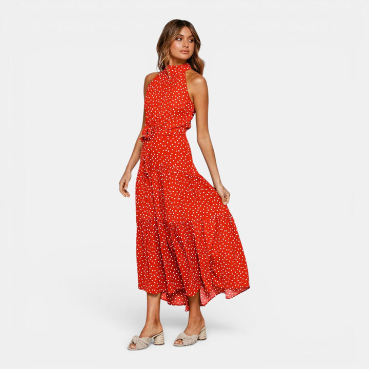 Ava | Sleeveless Polka Dot Maxi Dress