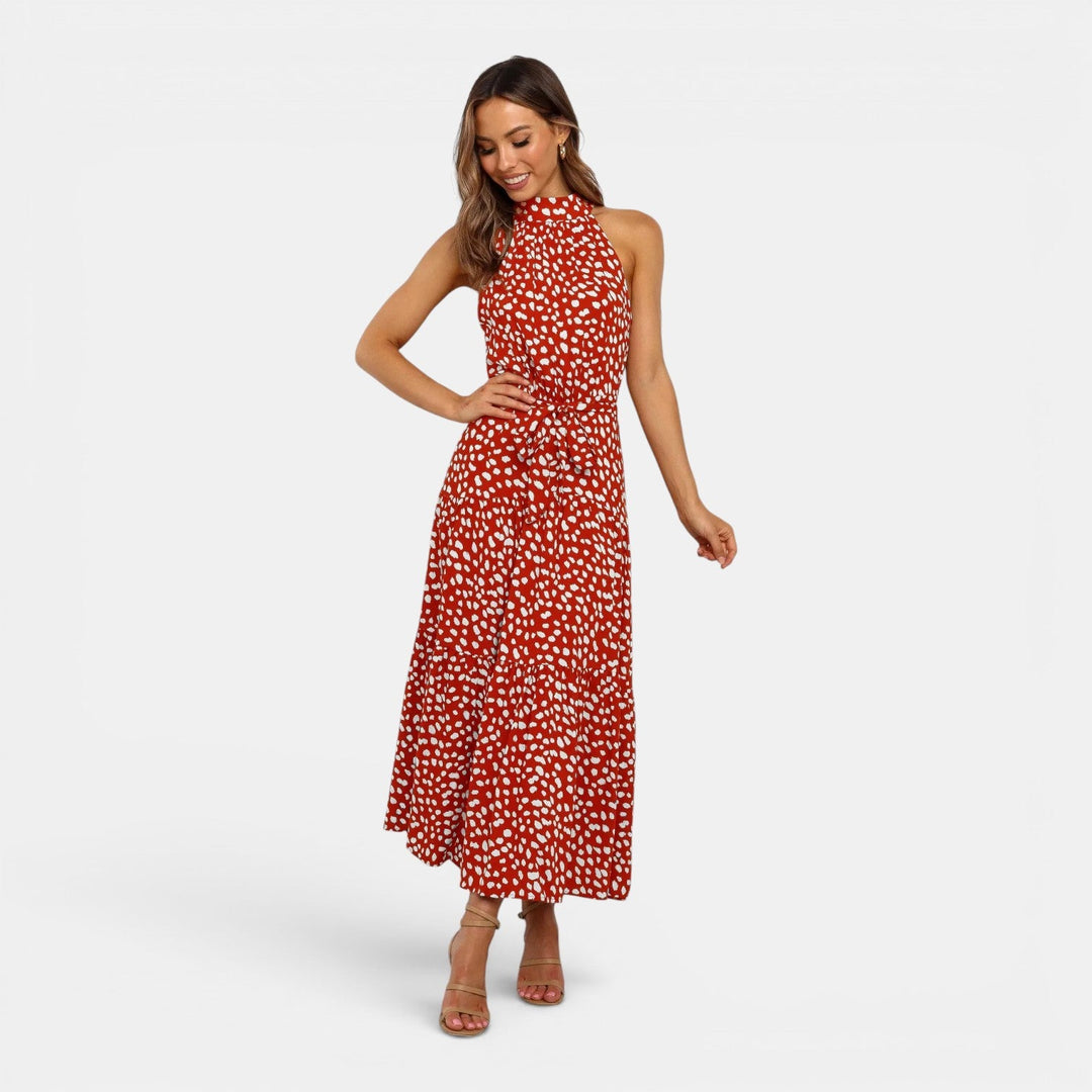 Ava | Sleeveless Polka Dot Maxi Dress