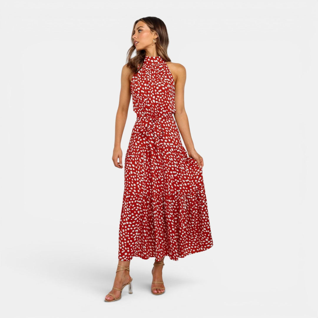 Ava | Sleeveless Polka Dot Maxi Dress