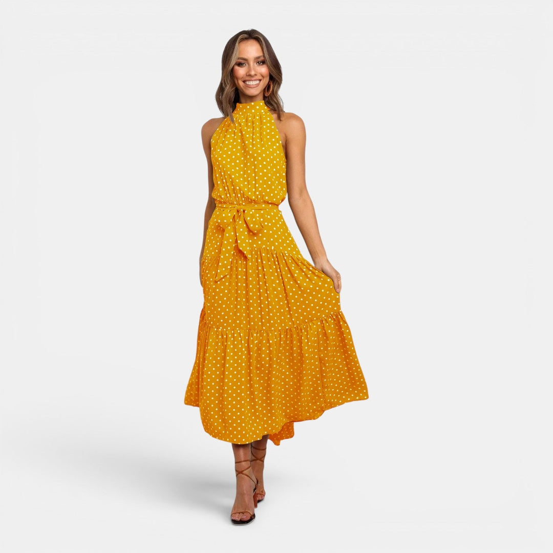 Ava | Sleeveless Polka Dot Maxi Dress