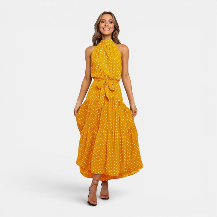 Ava | Sleeveless Polka Dot Maxi Dress