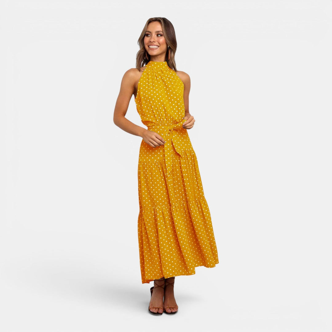 Ava | Sleeveless Polka Dot Maxi Dress