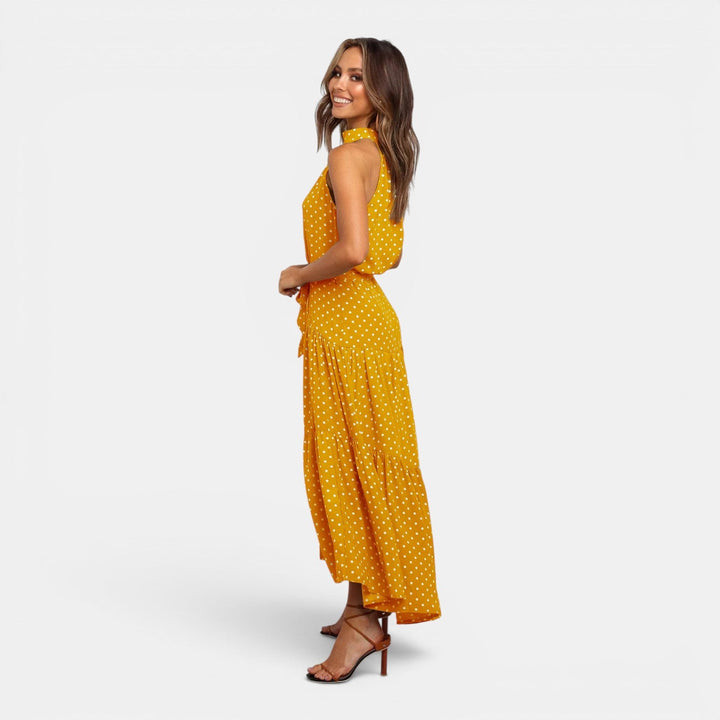 Ava | Sleeveless Polka Dot Maxi Dress