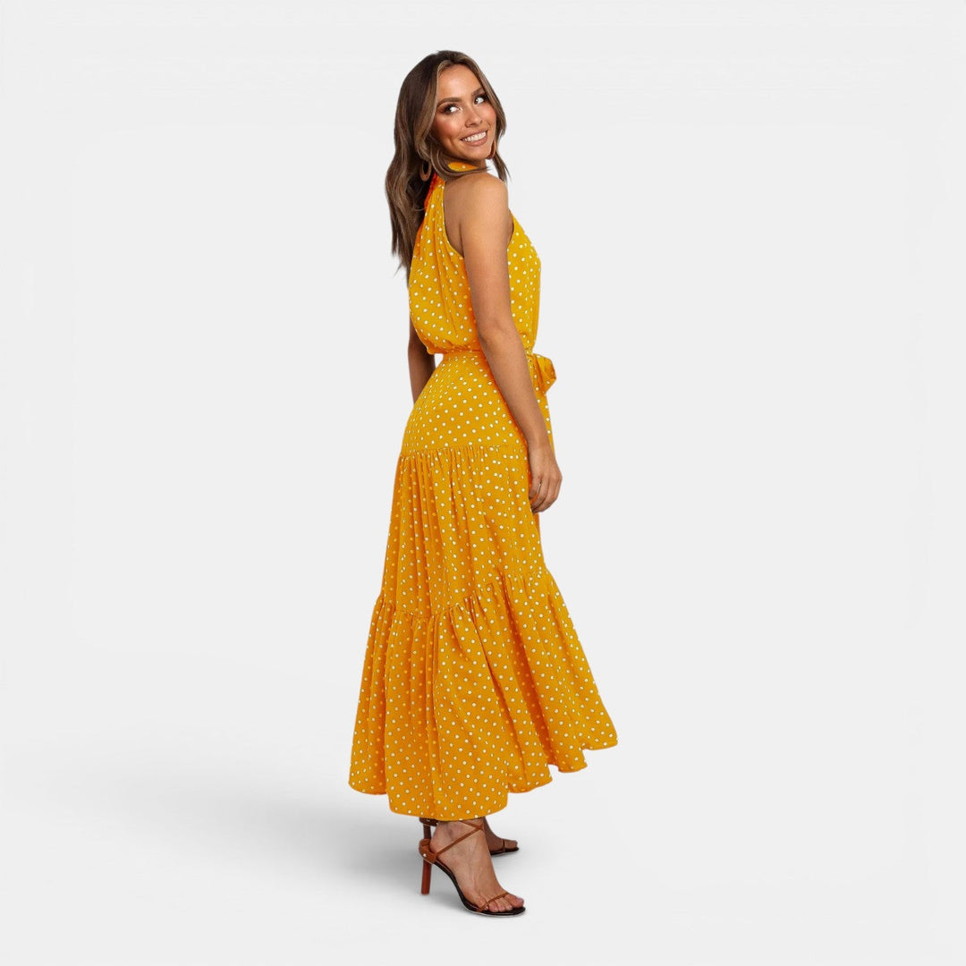 Ava | Sleeveless Polka Dot Maxi Dress
