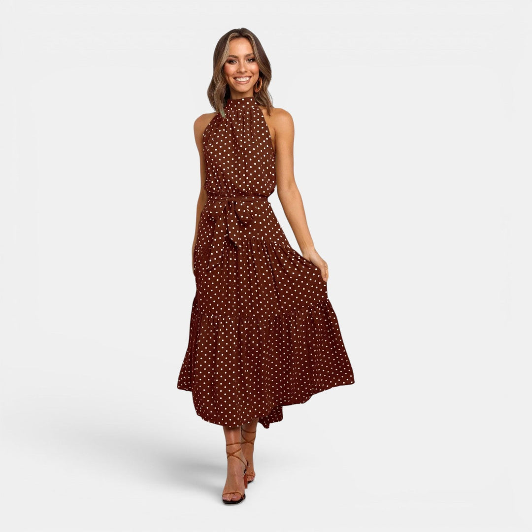 Ava | Sleeveless Polka Dot Maxi Dress
