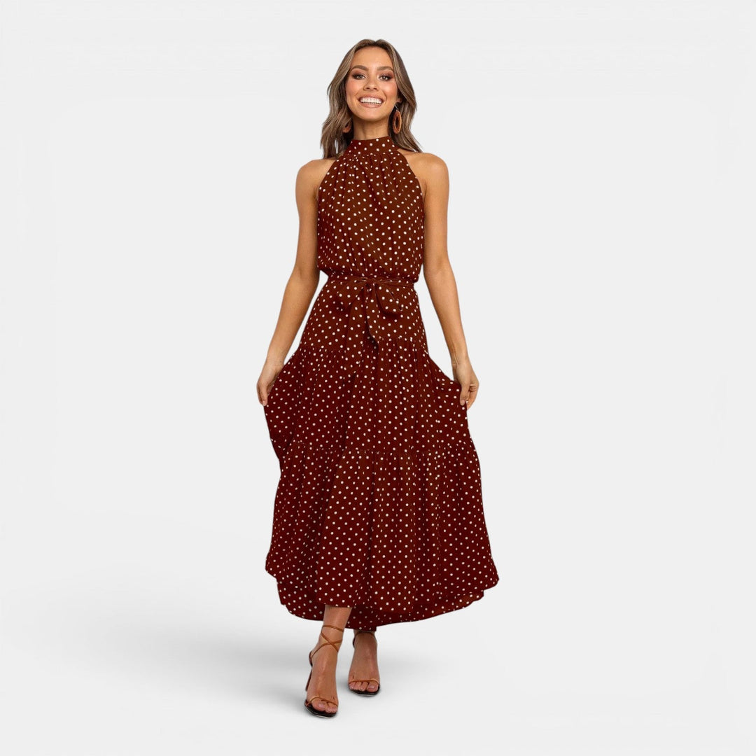 Ava | Sleeveless Polka Dot Maxi Dress