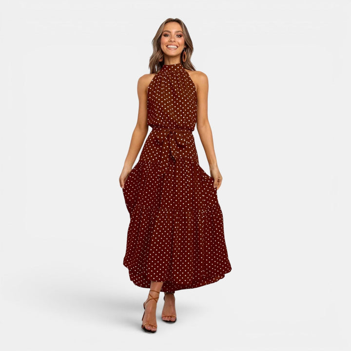 Ava | Sleeveless Polka Dot Maxi Dress