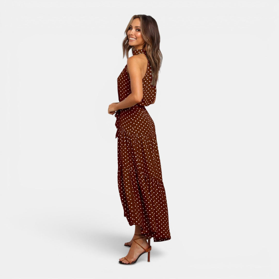 Ava | Sleeveless Polka Dot Maxi Dress