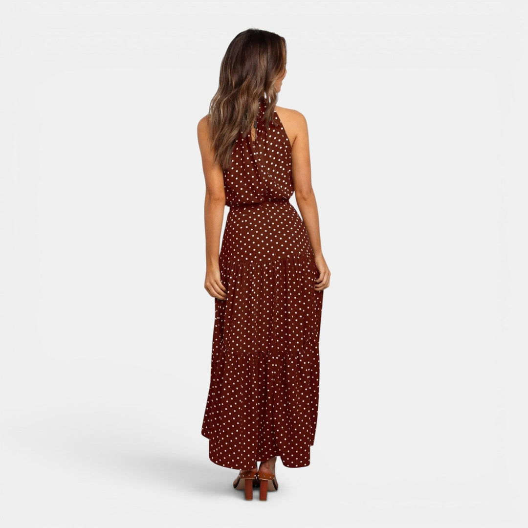 Ava | Sleeveless Polka Dot Maxi Dress