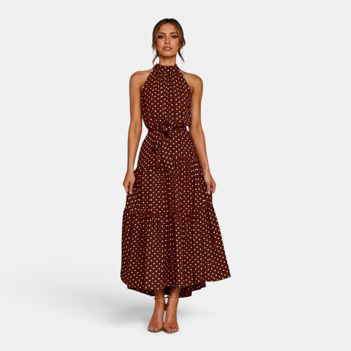 Ava | Sleeveless Polka Dot Maxi Dress