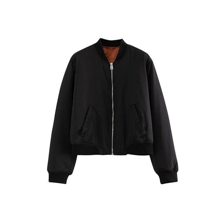 Men's cotton bomber jacket with front zip in black