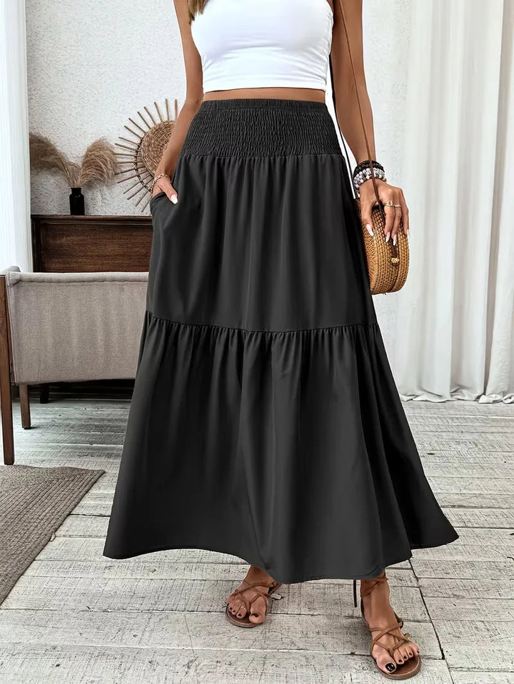 Selene | Smocked Waist Maxi Skirt