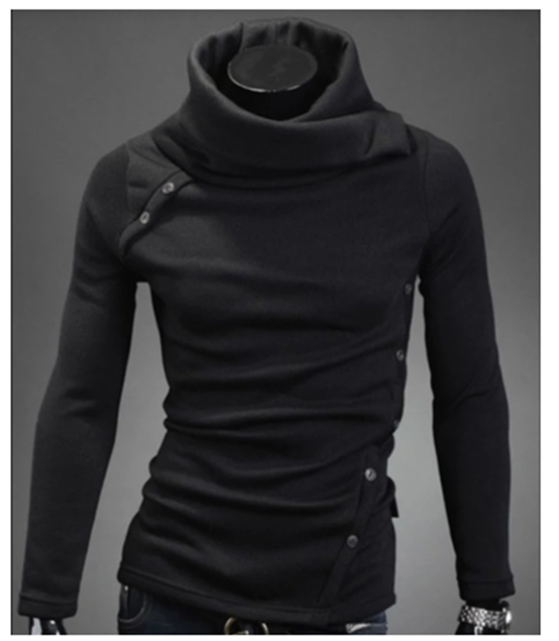 Men's turtleneck sweater with long sleeves in coffee brown