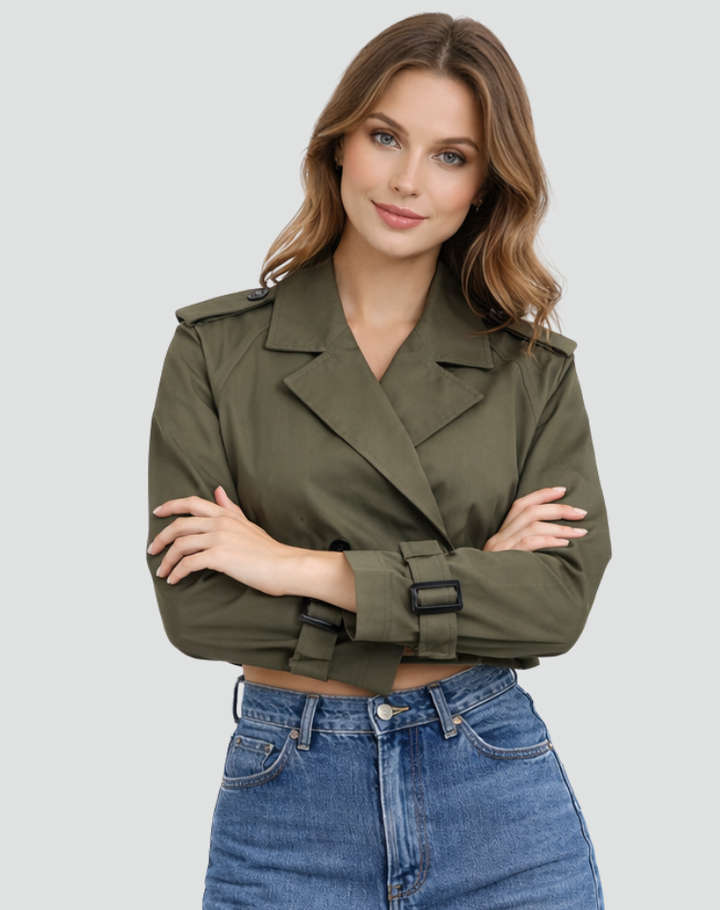 Avery | Women's Cropped Cotton Trench Coat