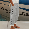 Adeline | Striped High-Waisted Button Pants