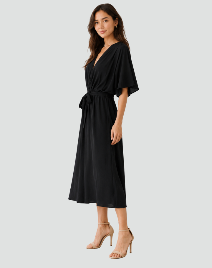 Olivia | Women’s Wrap Neck Midi Dress