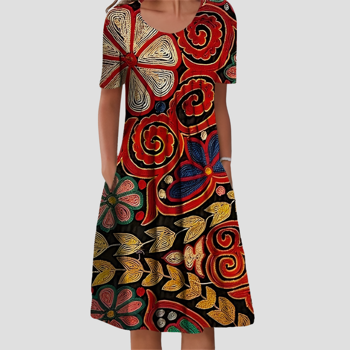 Olivia | Classic Floral Midi Dress