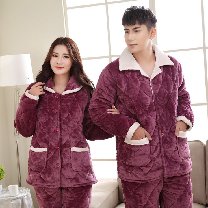 Men's purple pajama set with suit collar
