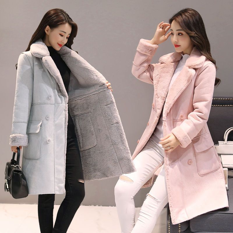 Double Breasted Long Coat with Suit Collar