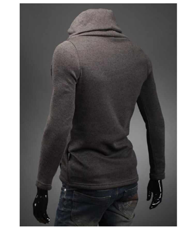 Men's turtleneck sweater with long sleeves in coffee brown