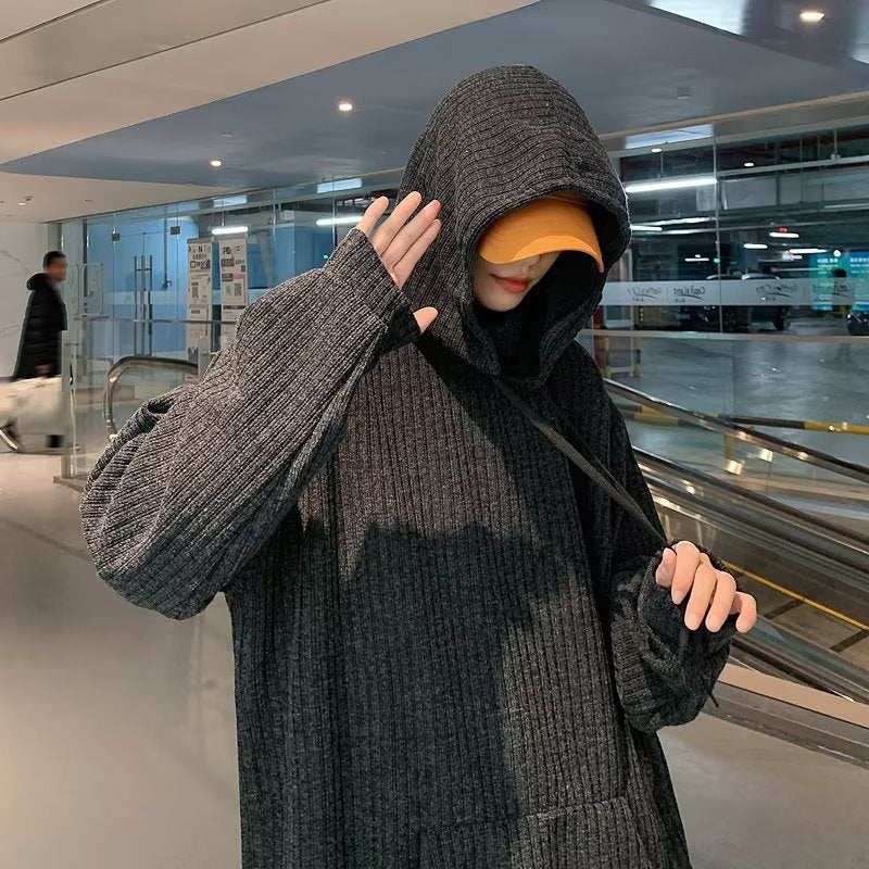 Men's black turtleneck hooded sweater front view