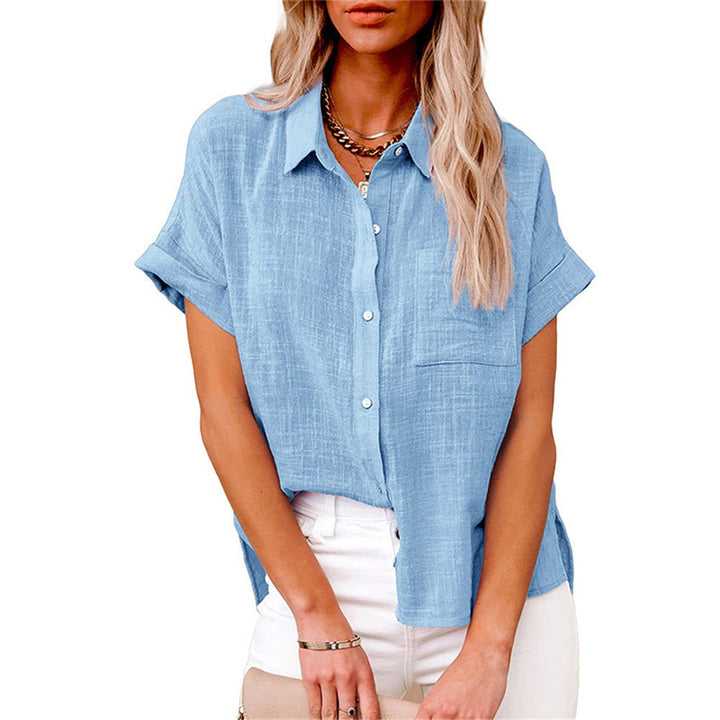 Women's Breezy Cotton Linen Button-Up Blouse