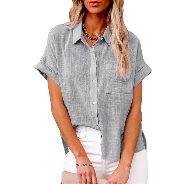 Women's Breezy Cotton Linen Button-Up Blouse