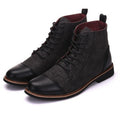 Jacob | Men's Martin Boots with Fabric Upper and Leather Toe Cap, Lace-Up Front