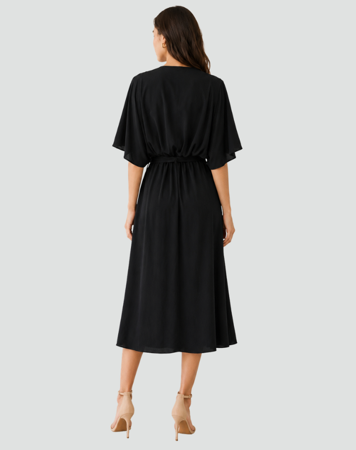 Olivia | Women’s Wrap Neck Midi Dress