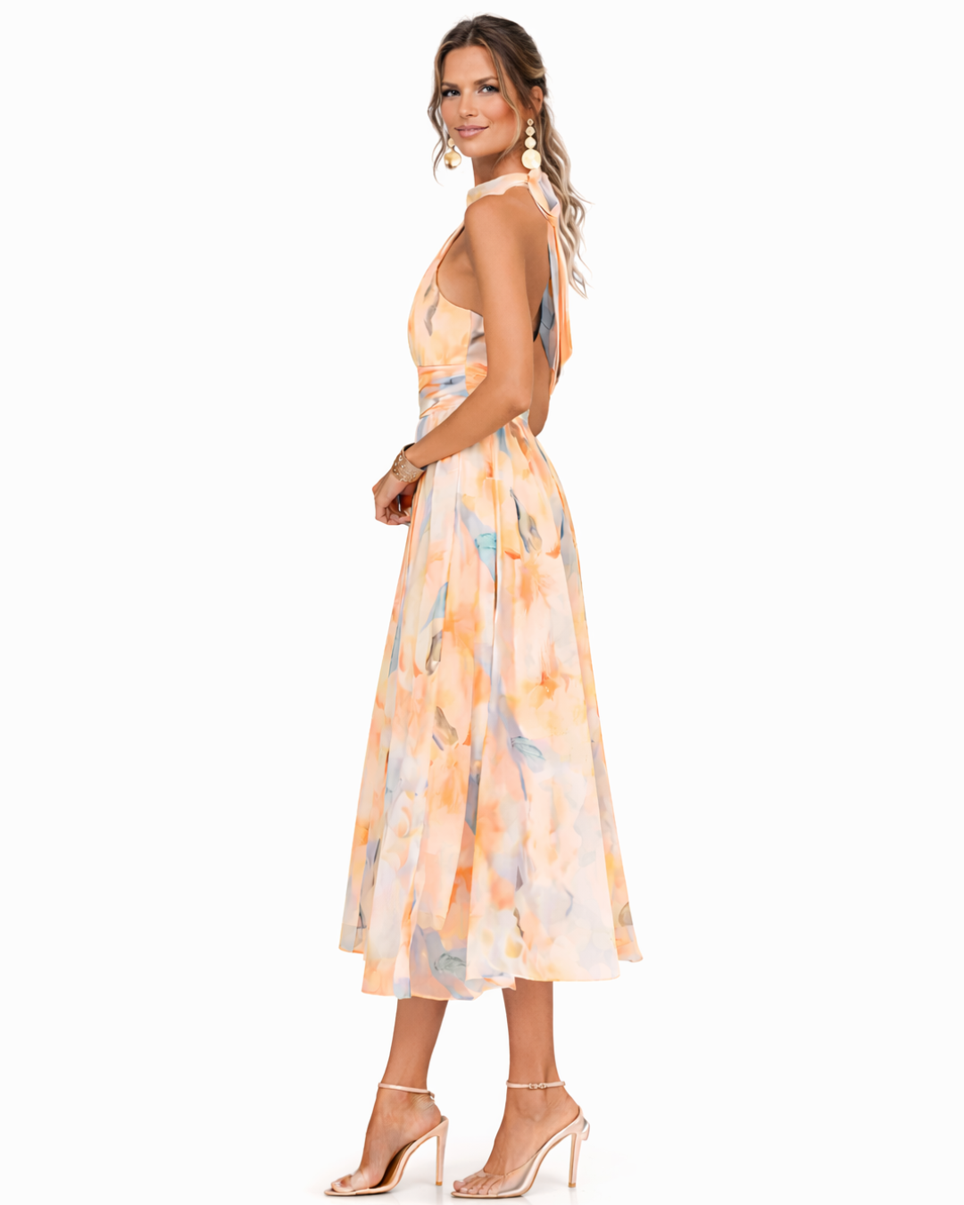 Isla | Floral Halter Chiffon Dress