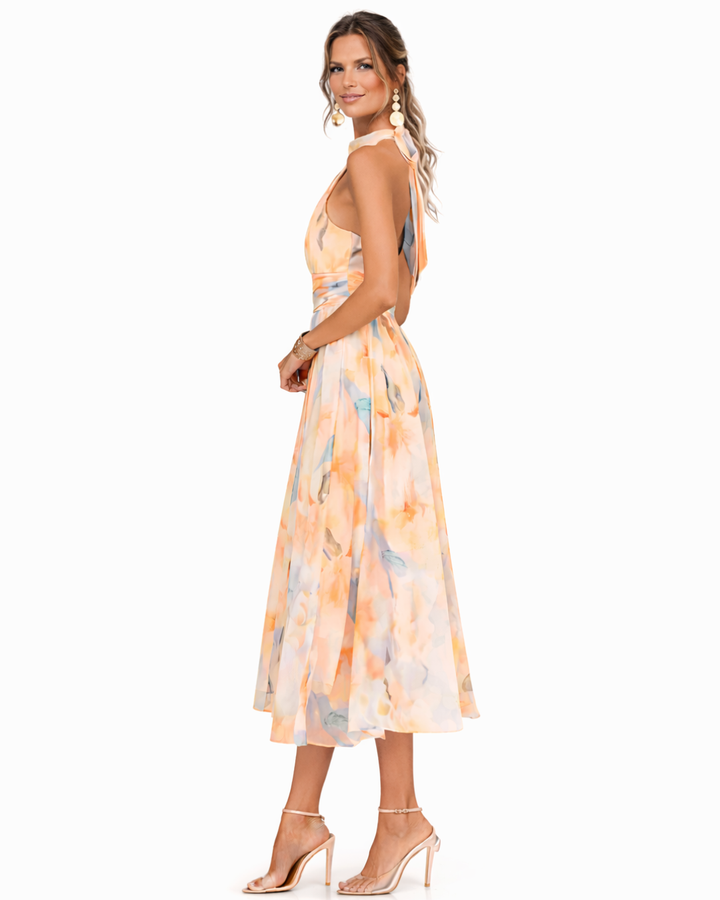 Isla | Floral Halter Chiffon Dress