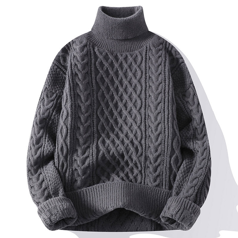 Men's jacquard turtleneck sweater front view