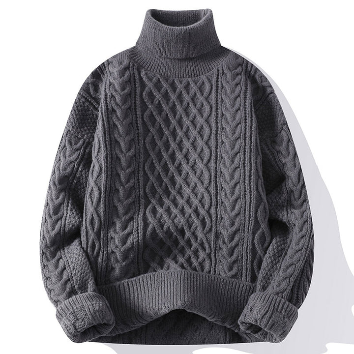 Men's jacquard turtleneck sweater front view