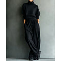 Piper | Turtleneck Two-Piece Set with Wide-Leg Pants and Drawstring Waist
