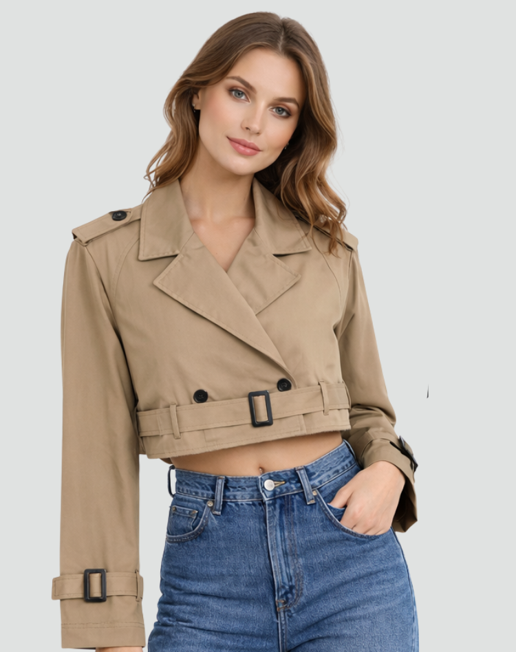 Avery | Women's Cropped Cotton Trench Coat