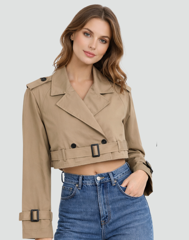 Avery | Women's Cropped Cotton Trench Coat