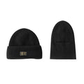 Caroline | Men's Black Knitted Melon Skin Beanie with Patch, Adjustable Size