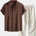 Ensemble d'été pour homme avec chemise à manches courtes et pantalon Reid