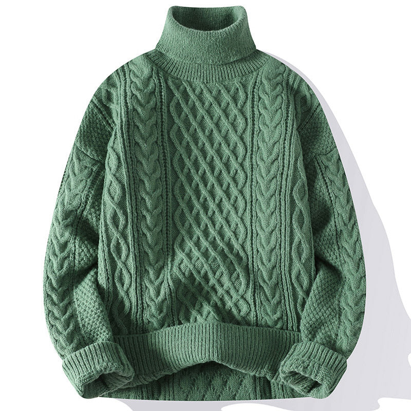Men's jacquard turtleneck sweater front view