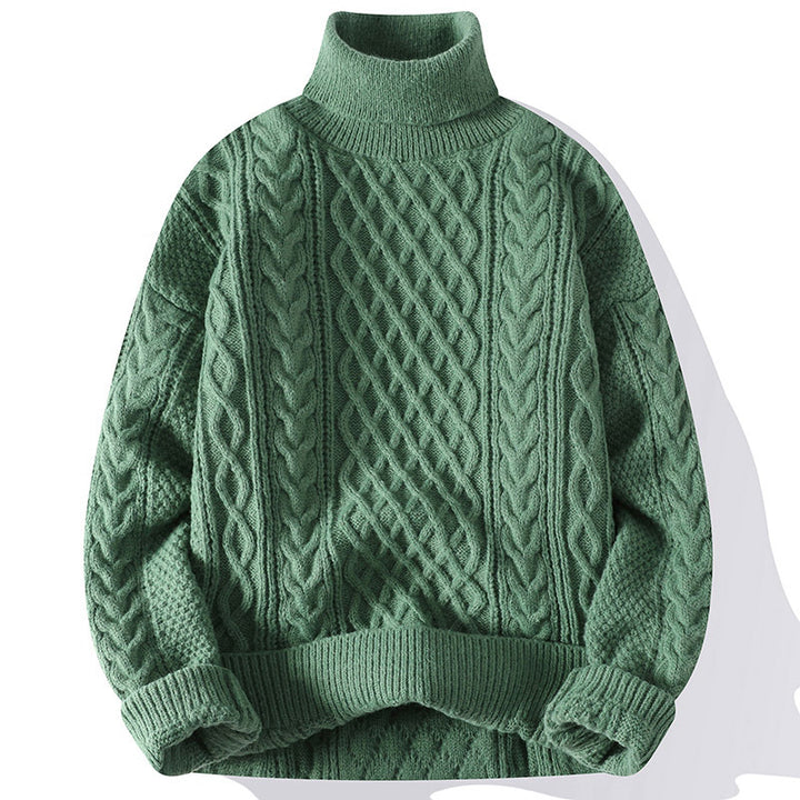 Men's jacquard turtleneck sweater front view