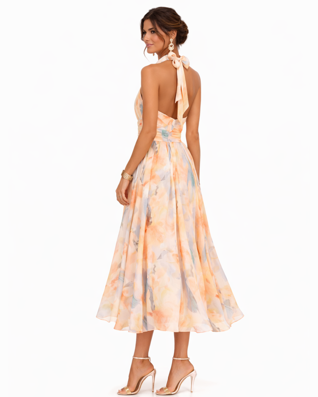 Isla | Floral Halter Chiffon Dress