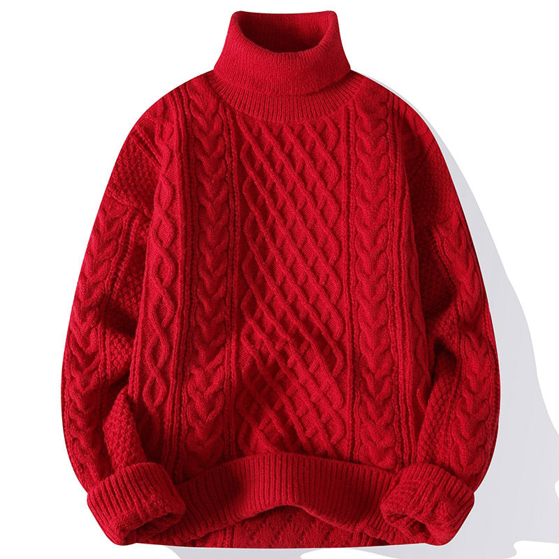 Men's jacquard turtleneck sweater front view