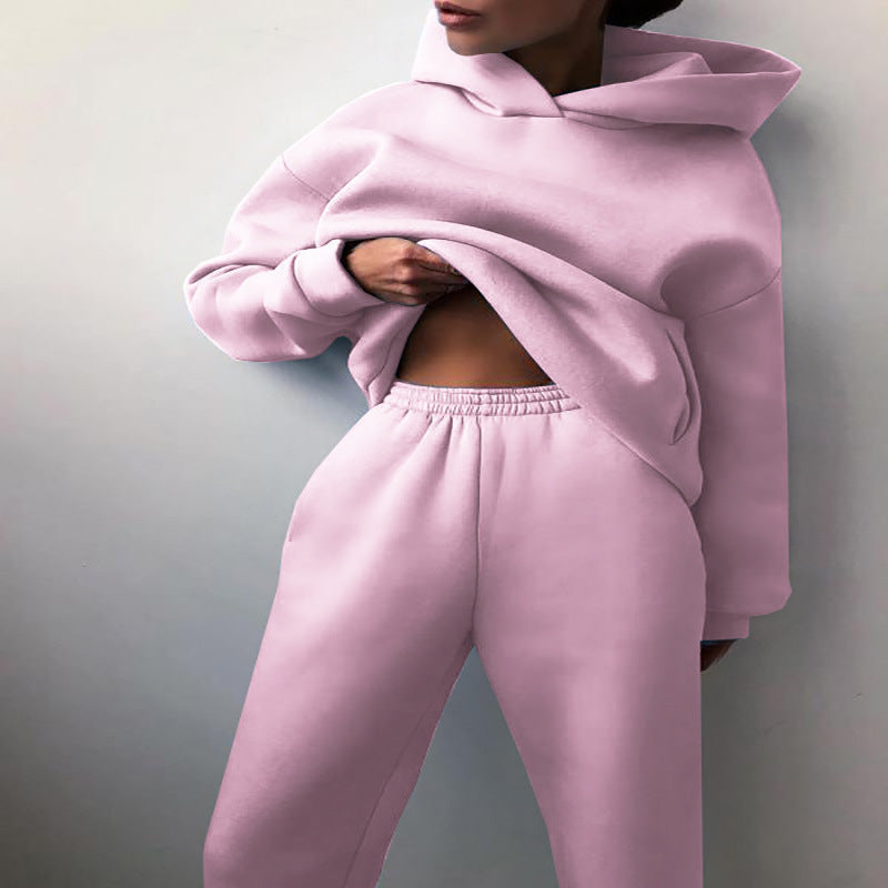 Woman wearing matching hooded knit tracksuit set – Detail view 21