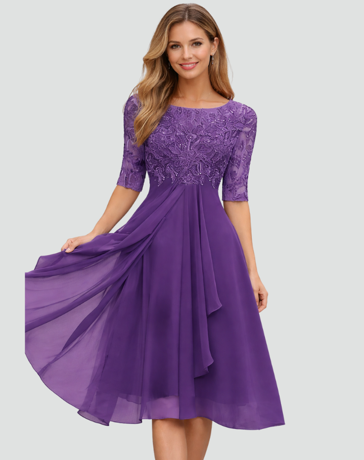 Natalie | Women's Lace Midi Cocktail Dress