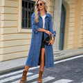 Camila | Manteau long en denim délavé à manches longues