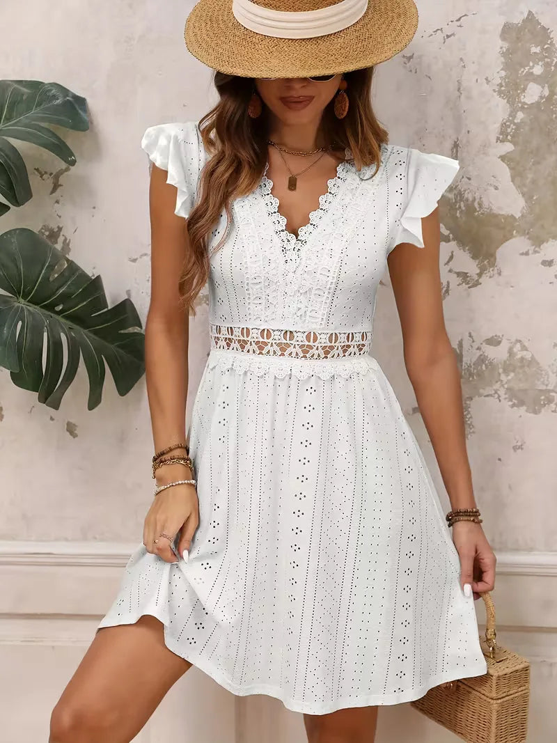 Rosalie | Lace Trim A-Line Dress