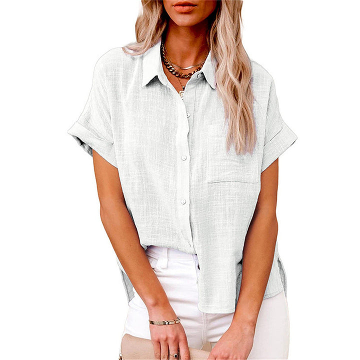 Women's Breezy Cotton Linen Button-Up Blouse
