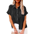 Women's Breezy Cotton Linen Button-Up Blouse