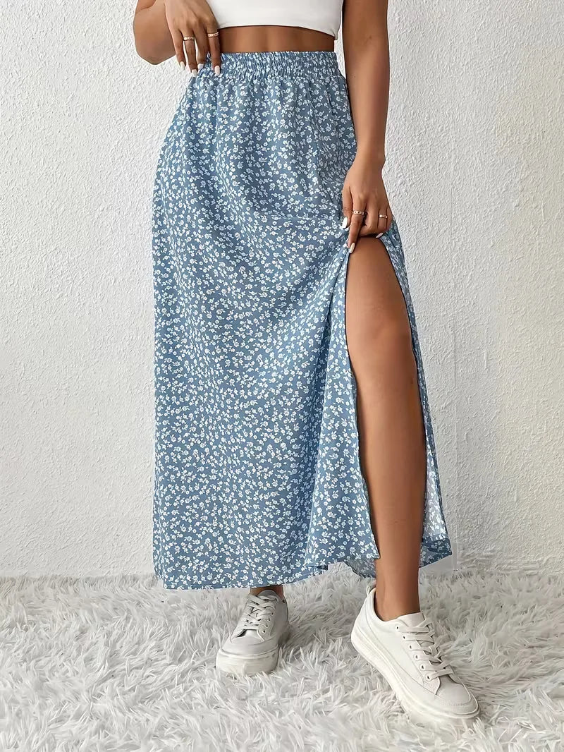 Briar | Floral Side Slit Maxi Skirt