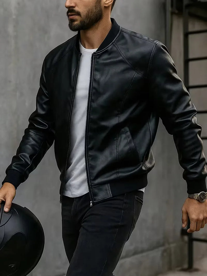 Knox | Slim Fit Leather Bomber Jacket